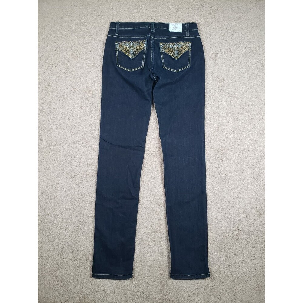 Vintage USA Made Kan Can Women's Jeans Beaded Stretch Dark Wash Size 7